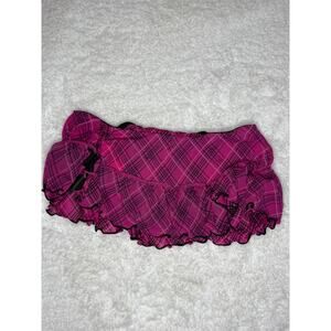 NWT Dollhouse Pink Plaid Ruffle Micro Mini Skirt Thong Built In S